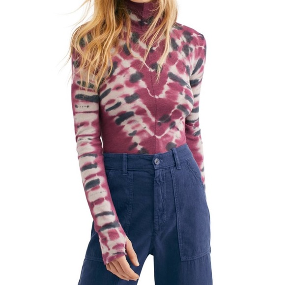 Free People Sweaters - Free People Psychedelic Tie Dyed Turtleneck Top M